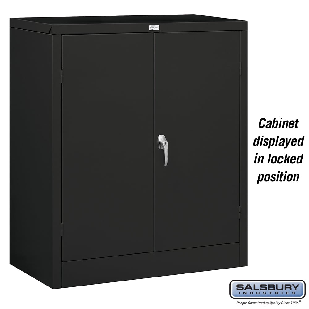 36 Wide Counter Height Storage Cabinet 42 Inches High 18 Inches Deep Black Unassembled