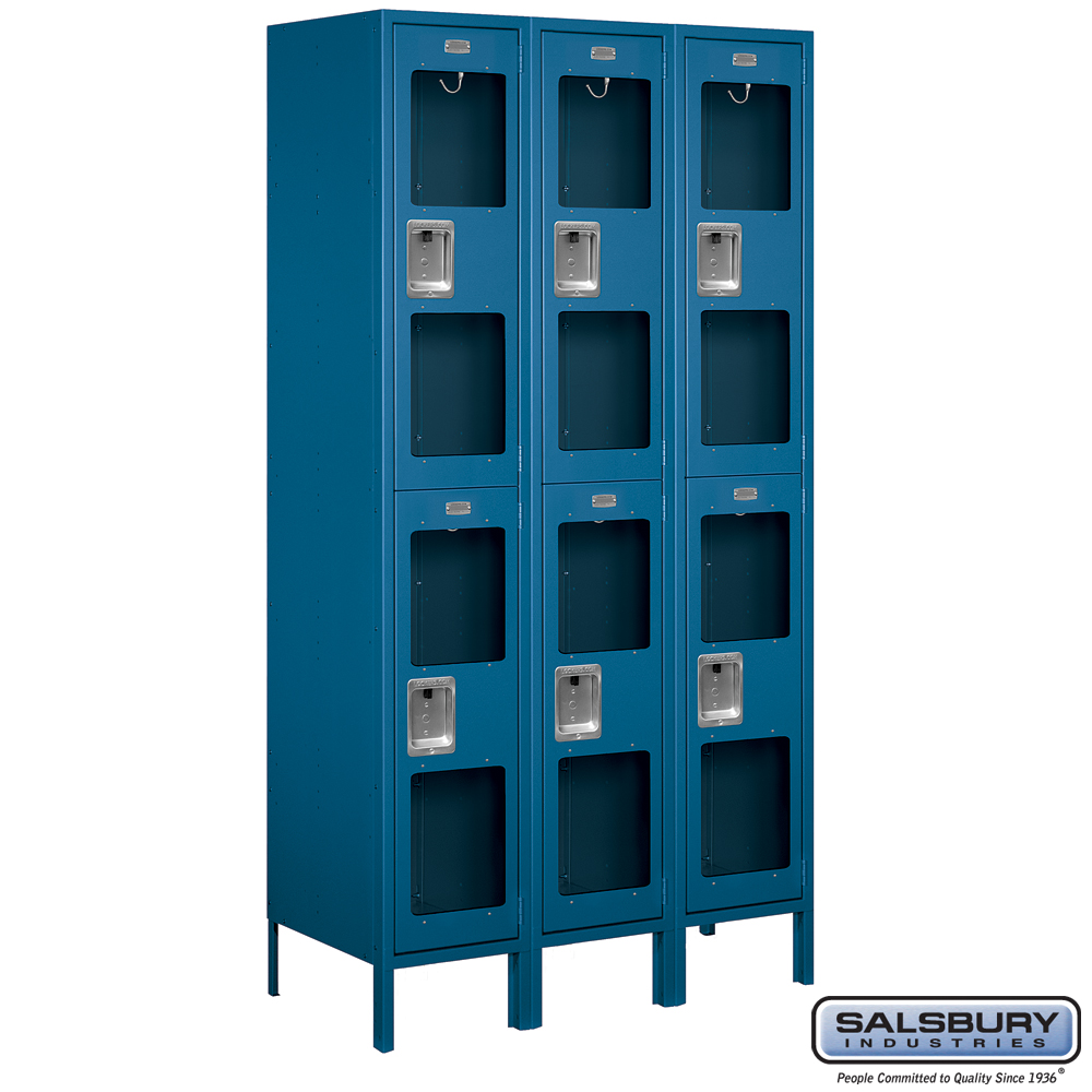Extra Wide See-Through Metal Locker - 3 Wide - Double Tier - 6 Feet ...