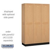 16" Wide Single Tier Solid Oak Executive Wood Locker - 3 Wide - 6 Feet High - 18 Inches Deep
