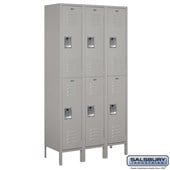 15" Wide Double Tier Standard Metal Locker - 3 Wide - 6 Feet High - 15 Inches Deep