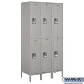 15" Wide Double Tier Standard Metal Locker - 3 Wide - 6 Feet High - 18 Inches Deep