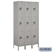 15" Wide Triple Tier Standard Metal Locker - 3 Wide - 6 Feet High - 15 Inches Deep