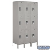15" Wide Triple Tier Standard Metal Locker - 3 Wide - 6 Feet High - 18 Inches Deep