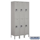 12" Wide Double Tier Standard Metal Locker - 3 Wide - 6 Feet High - 15 Inches Deep