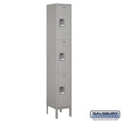 12" Wide Triple Tier Standard Metal Locker - 1 Wide - 6 Feet High - 12 Inches Deep