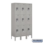 12" Wide Triple Tier Standard Metal Locker - 3 Wide - 5 Feet High - 12 Inches Deep