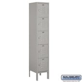 12" Wide Five Tier Box Style Standard Metal Locker - 1 Wide - 5 Feet High - 12 Inches Deep