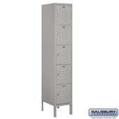12" Wide Five Tier Box Style Standard Metal Locker - 1 Wide - 5 Feet High - 15 Inches Deep