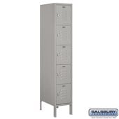 12" Wide Five Tier Box Style Standard Metal Locker - 1 Wide - 5 Feet High - 18 Inches Deep