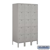 12" Wide Five Tier Box Style Standard Metal Locker - 3 Wide - 5 Feet High - 18 Inches Deep