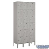 12" Wide Six Tier Box Style Standard Metal Locker - 3 Wide - 6 Feet High - 12 Inches Deep