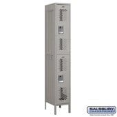 12" Wide Double Tier Vented Metal Locker - 1 Wide - 6 Feet High - 18 Inches Deep