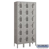 12" Wide Six Tier Box Style Vented Metal Locker - 3 Wide - 6 Feet High - 12 Inches Deep