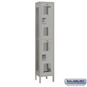 15" Wide Double Tier Vented Metal Locker - 1 Wide - 6 Feet High - 15 Inches Deep