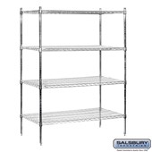48" Wide Stationary Wire Shelving  - 74 Inches High - 24 Inches Deep