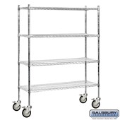 60" Wide Mobile Wire Shelving - 80 Inches High - 18 Inches Deep