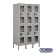 12" Wide Double Tier See-Through Metal Locker - 3 Wide - 5 Feet High - 15 Inches Deep
