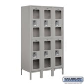 12" Wide Double Tier See-Through Metal Locker - 3 Wide - 5 Feet High - 18 Inches Deep