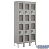 12" Wide Double Tier See-Through Metal Locker - 3 Wide - 6 Feet High - 12 Inches Deep