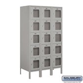 12" Wide Five Tier Box Style See-Through Metal Locker - 3 Wide - 5 Feet High - 18 Inches Deep