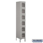 12" Wide Six Tier Box Style See-Through Metal Locker - 1 Wide - 6 Feet High - 15 Inches Deep