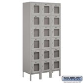 12" Wide Six Tier Box Style See-Through Metal Locker - 3 Wide - 6 Feet High - 15 Inches Deep