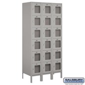 12" Wide Six Tier Box Style See-Through Metal Locker - 3 Wide - 6 Feet High - 18 Inches Deep